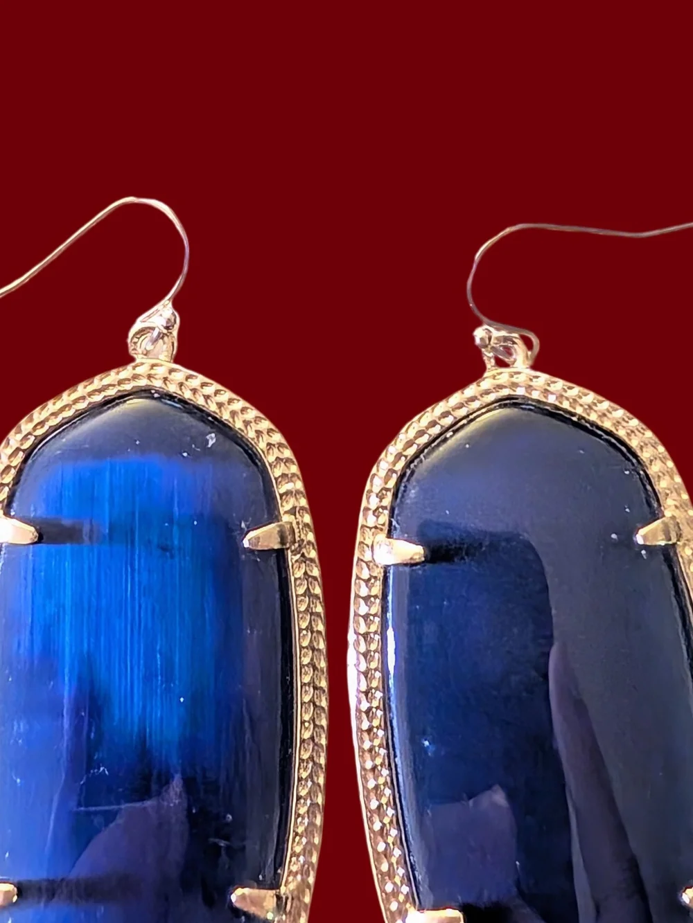Kendra Scott Danielle Gold-Frame Blue Cats Eye Stone Drop Earrings